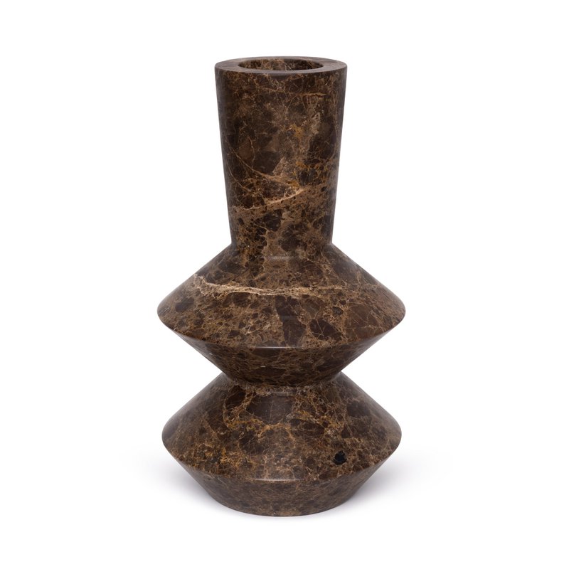Rhombus Vase in Dark Emperador marble