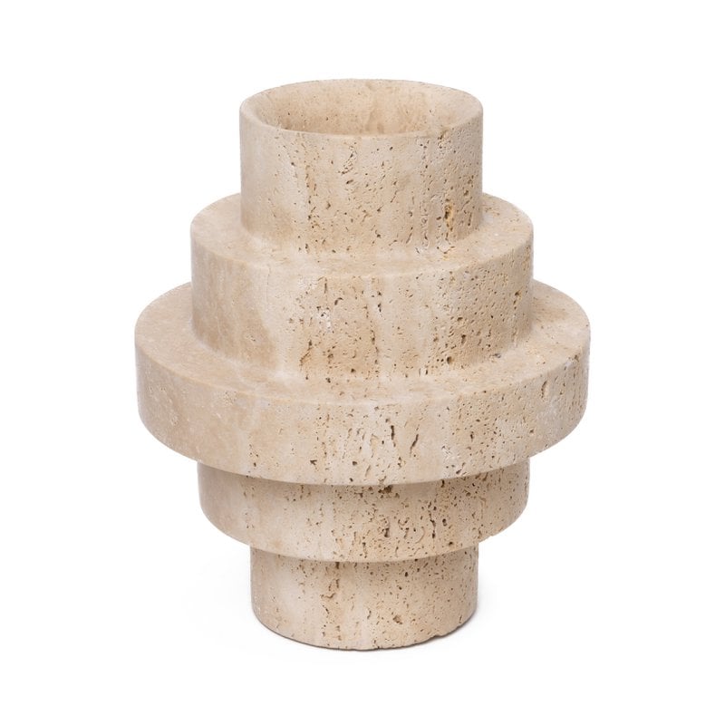 Agano Vase, Medium, in travertine