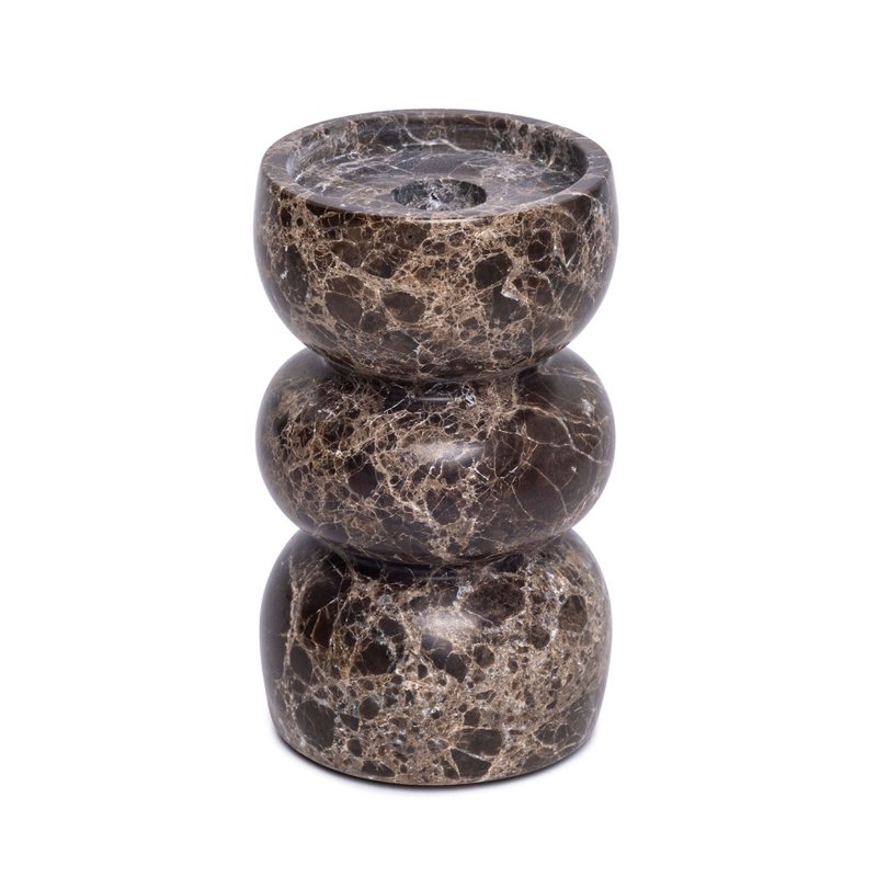 Yubí Candle Holder in brown marble