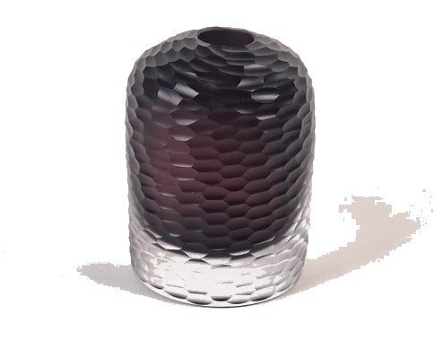 Ondine Vase in ametista Murano glass, battuto honeycomb cut